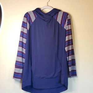 LuLaRoe Navy and Striped Sleeve Tunic